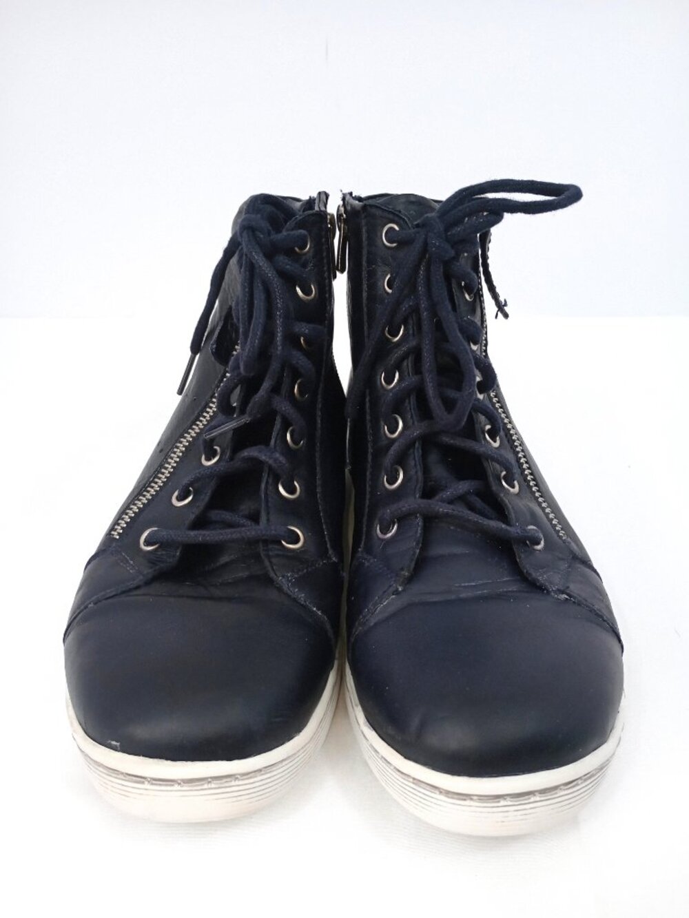 Andrea Conti Black Leather High Top Sneakers EU 39 Womens Comfort Casual 4105